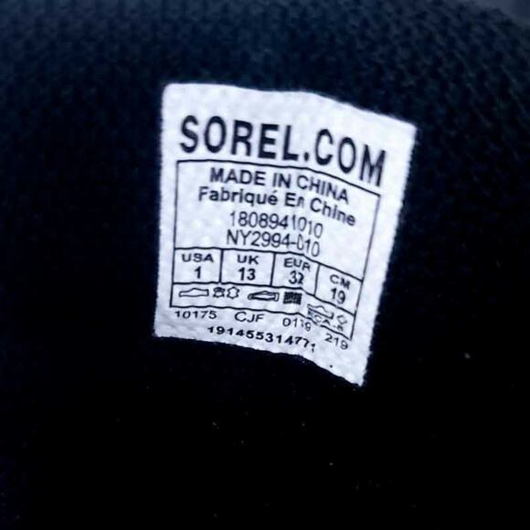 New SOREL ANKLE BOOTS YOUTH MADSON HIKER WATERPROOF BLACK BOYS Size 1 Leather - Picture 4 of 6